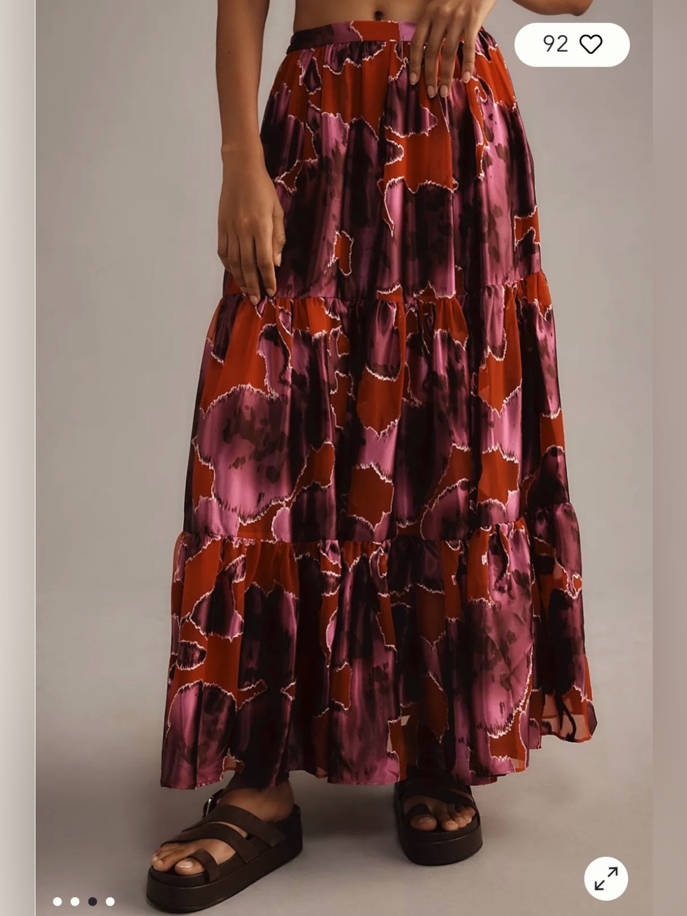 Hutch/Anthropologie Tiered Maxi Skirt in Red/Purple Size S. NWT